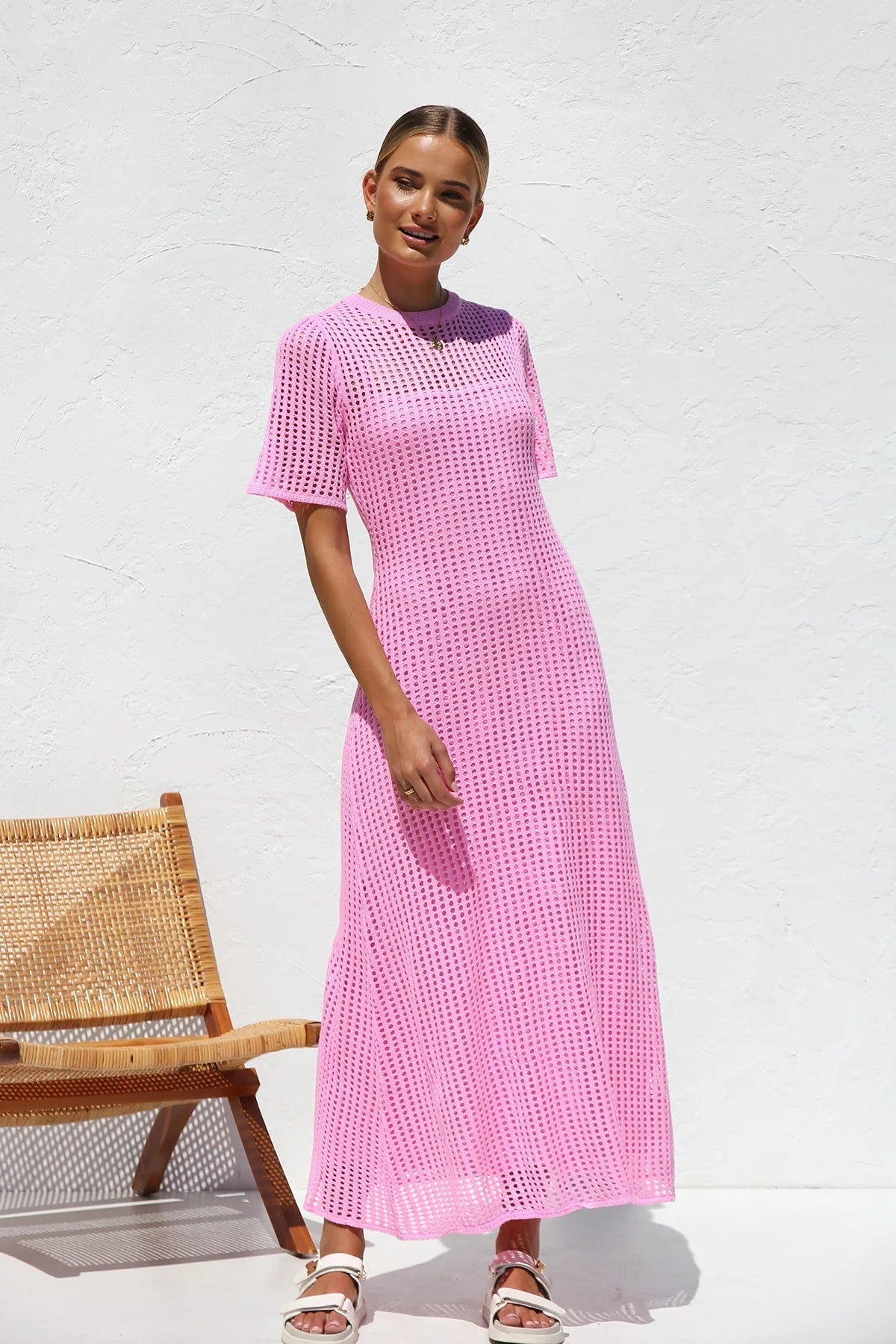 ESSENTIAL - Airlie Crochet Maxi Dress - Natural