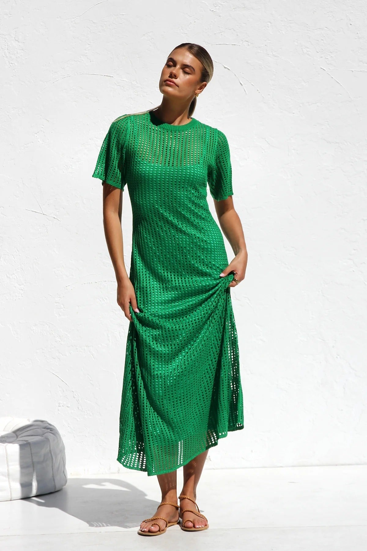 ESSENTIAL - Airlie Crochet Maxi Dress - Natural