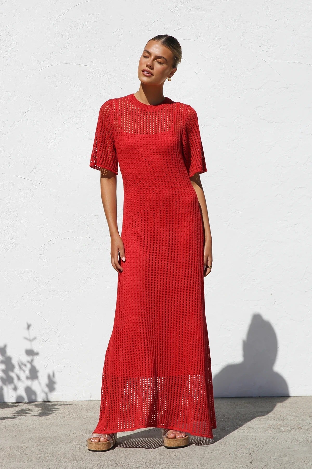 ESSENTIAL - Airlie Crochet Maxi Dress - Natural