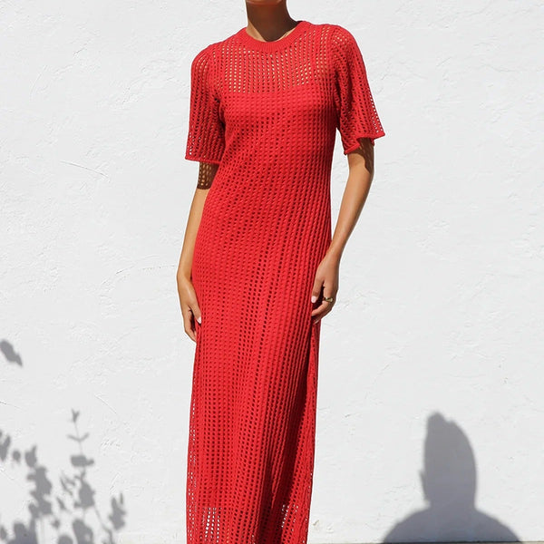 ESSENTIAL - Airlie Crochet Maxi Dress - Natural