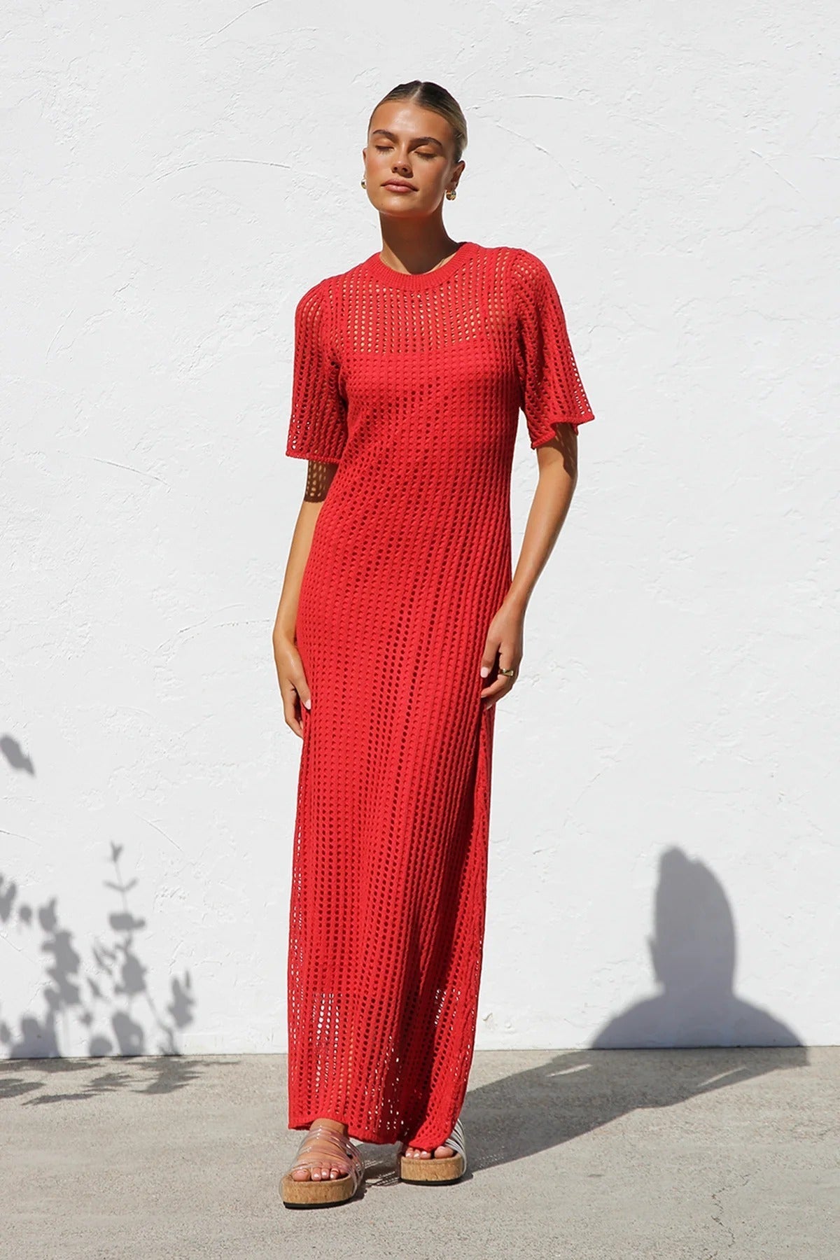 ESSENTIAL - Airlie Crochet Maxi Dress - Natural