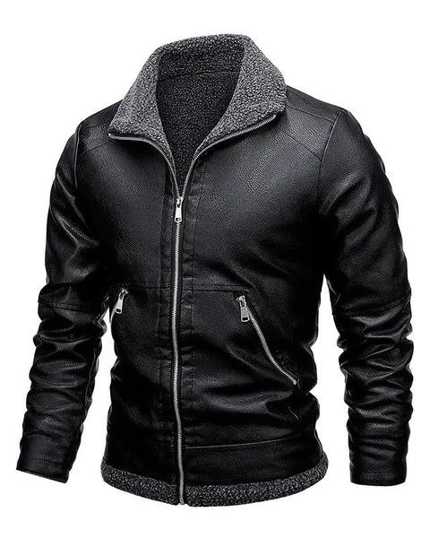 Veste en Cuir Élégant en Fleece