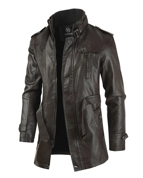 Veste de motard en cuir longue et élégante
