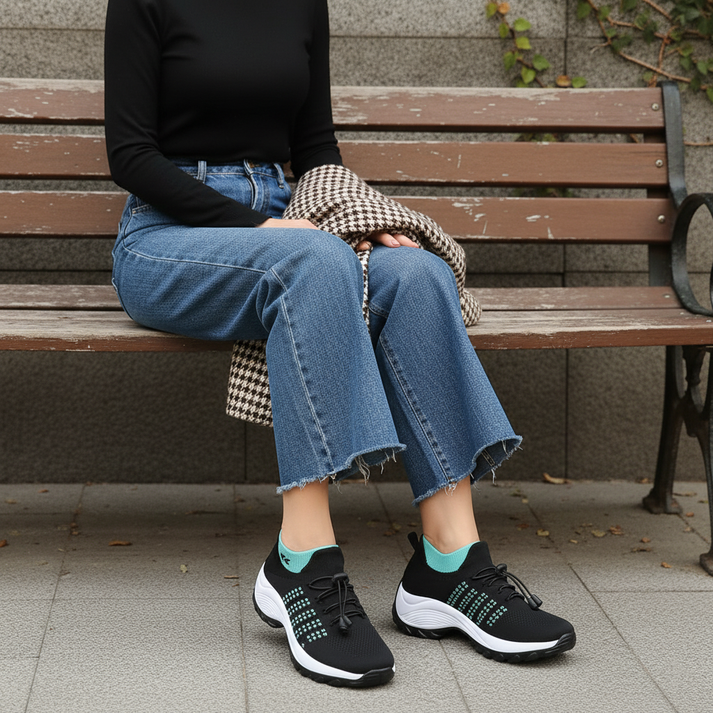 Ambulo Orthopaedic Shoes Knit Fabric - Green Black