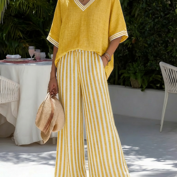 Alira Striped Linen Duo Set