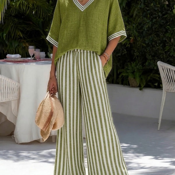 Alira Striped Linen Duo Set