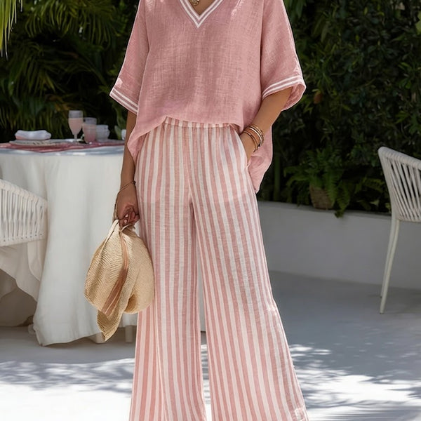 Alira Striped Linen Duo Set