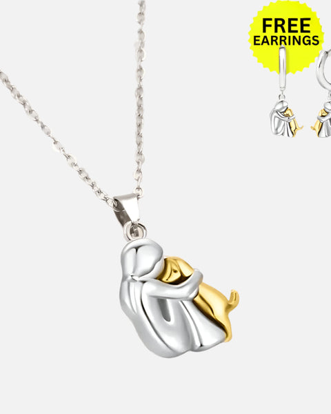 Hug Pendant Necklace with Bonus Earrings