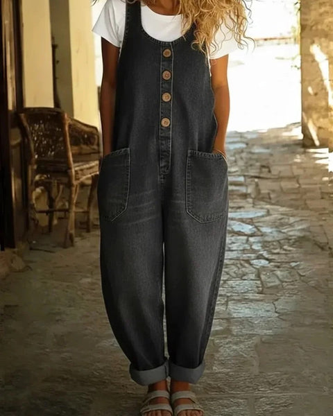 Margaret - Vintage Soft Cotton Denim-Look Overall