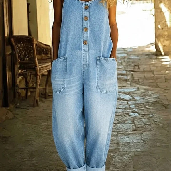Margaret - Vintage Soft Cotton Denim-Look Overall