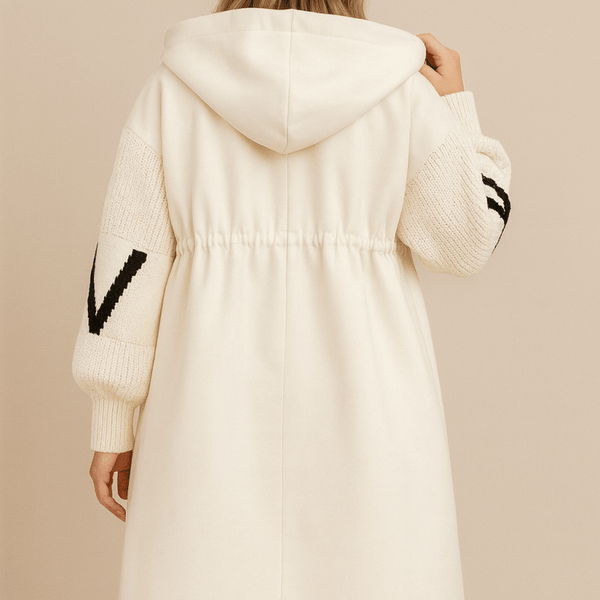 SELENE | MANTEAU LONG TRICOTÉ AVEC CAPUCHE