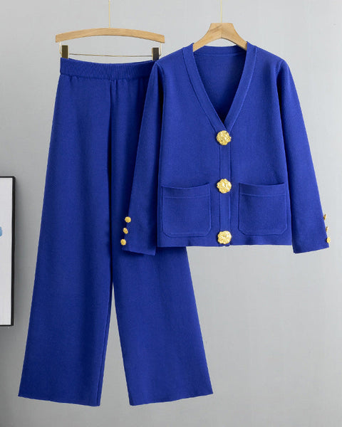 Kathleen | Ensemble Tricot Élégant avec Boutons Dorés
