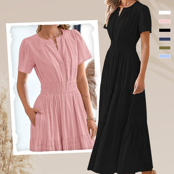 Marie - Women's Boho Chic Smocked Waist Maxi Dress