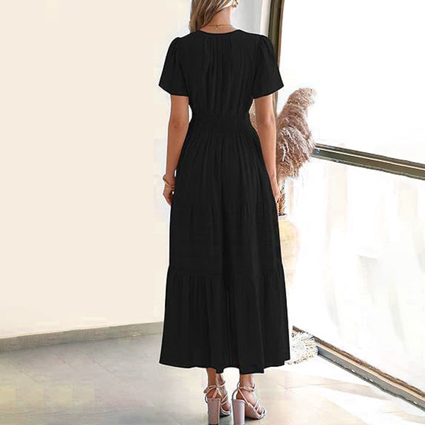 Marie - Women's Boho Chic Smocked Waist Maxi Dress