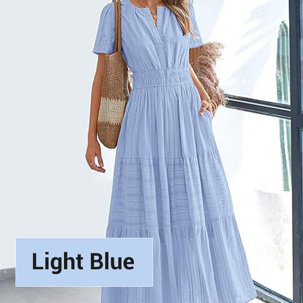 Marie - Women's Boho Chic Smocked Waist Maxi Dress