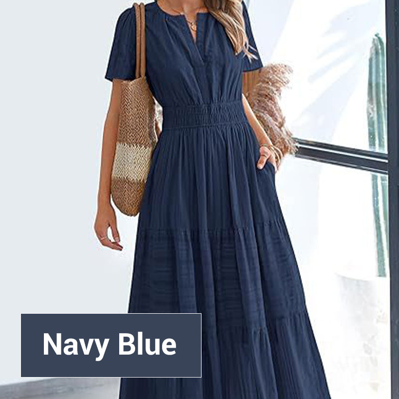 Marie - Women's Boho Chic Smocked Waist Maxi Dress
