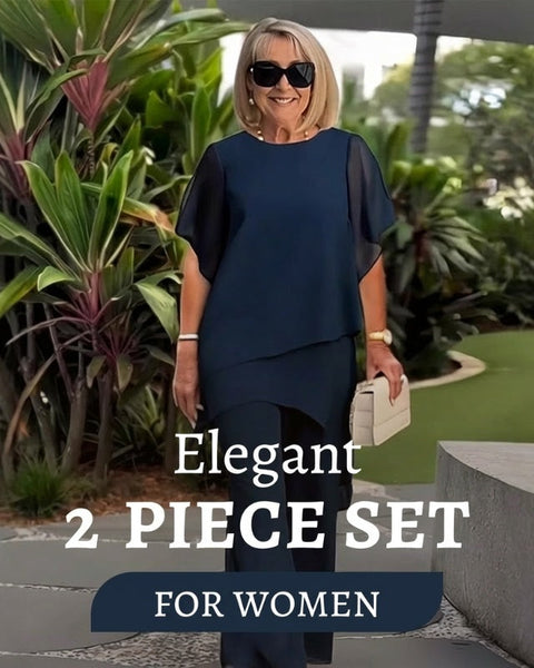 Charming Irregular Top & Wide Leg Pants Set